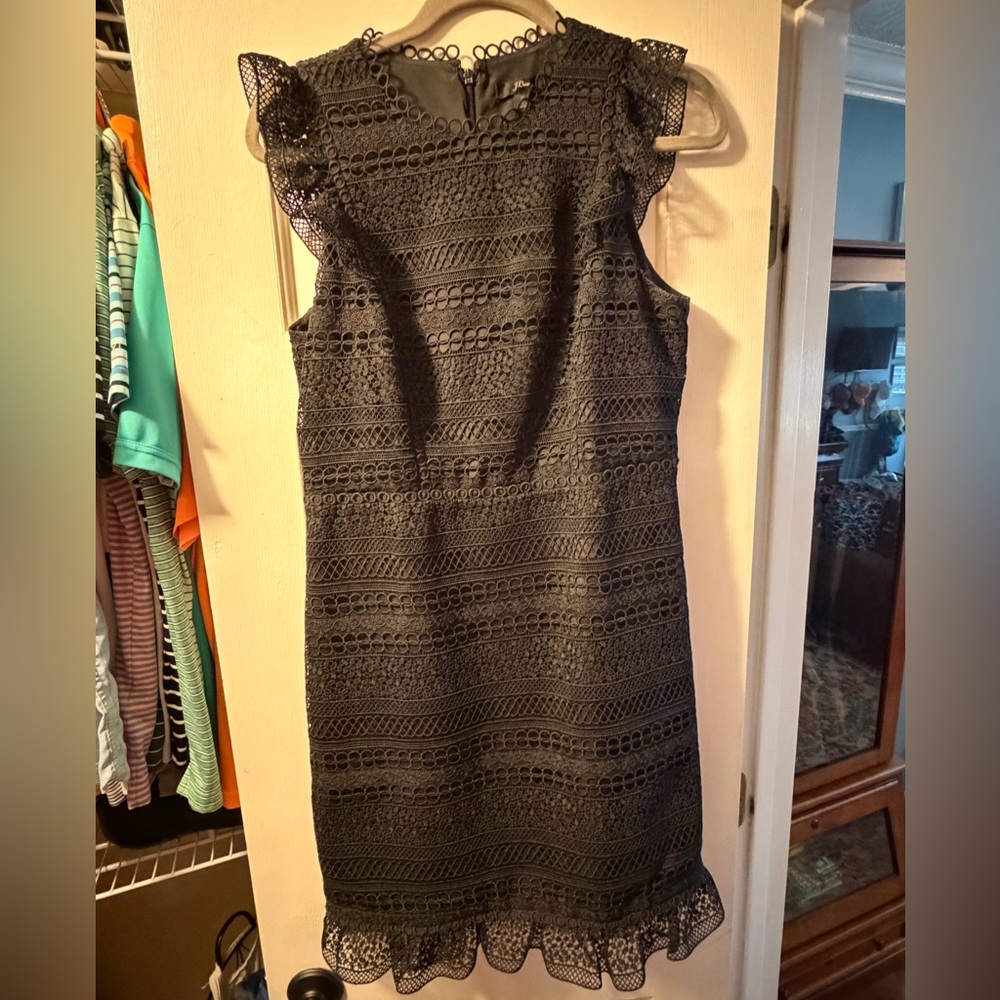 J. Crew Black Lace Midi Dress